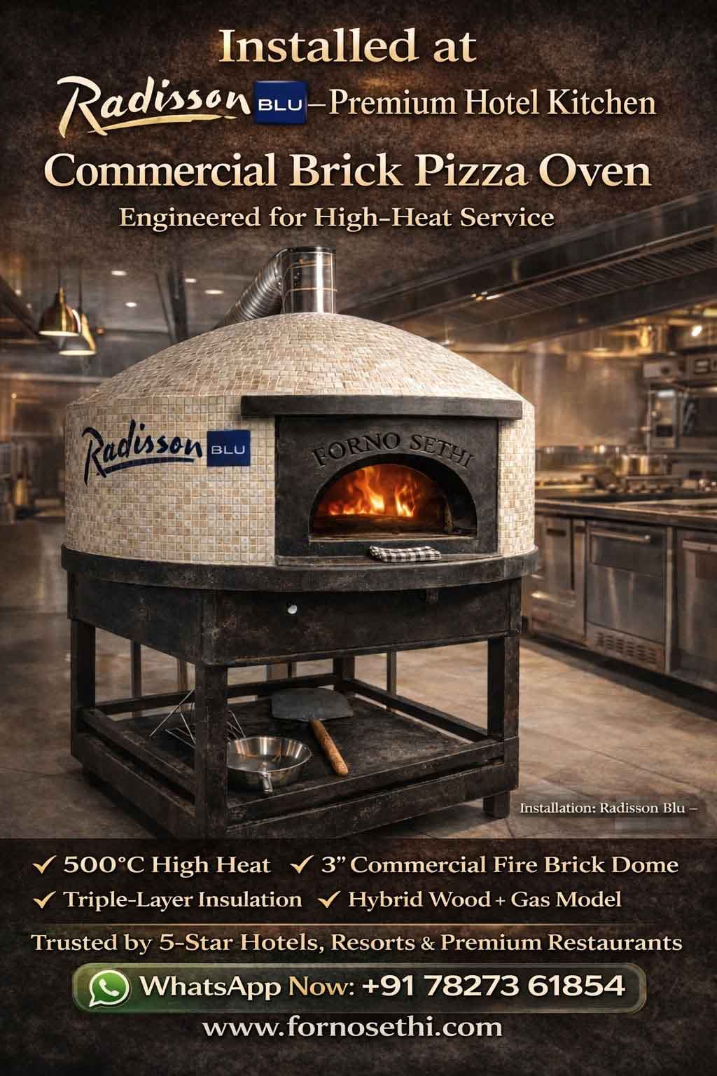 Commerical brick pizza overn Installed at Radission Blue
