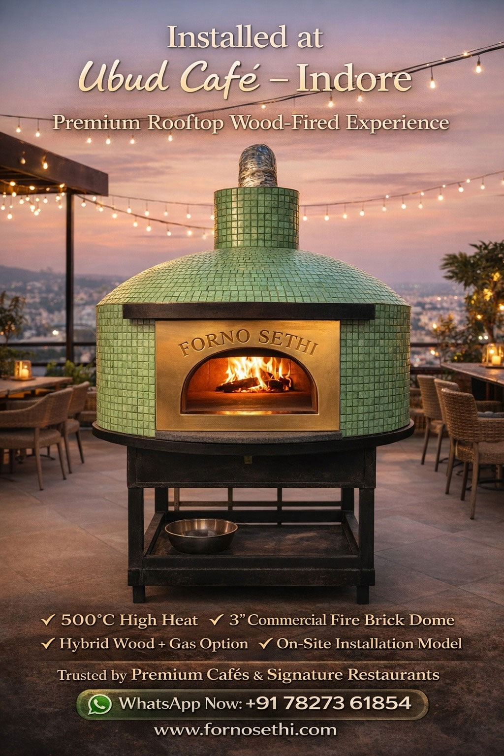 Wood fired pizza oven Installed at Ubud cafe in Indore