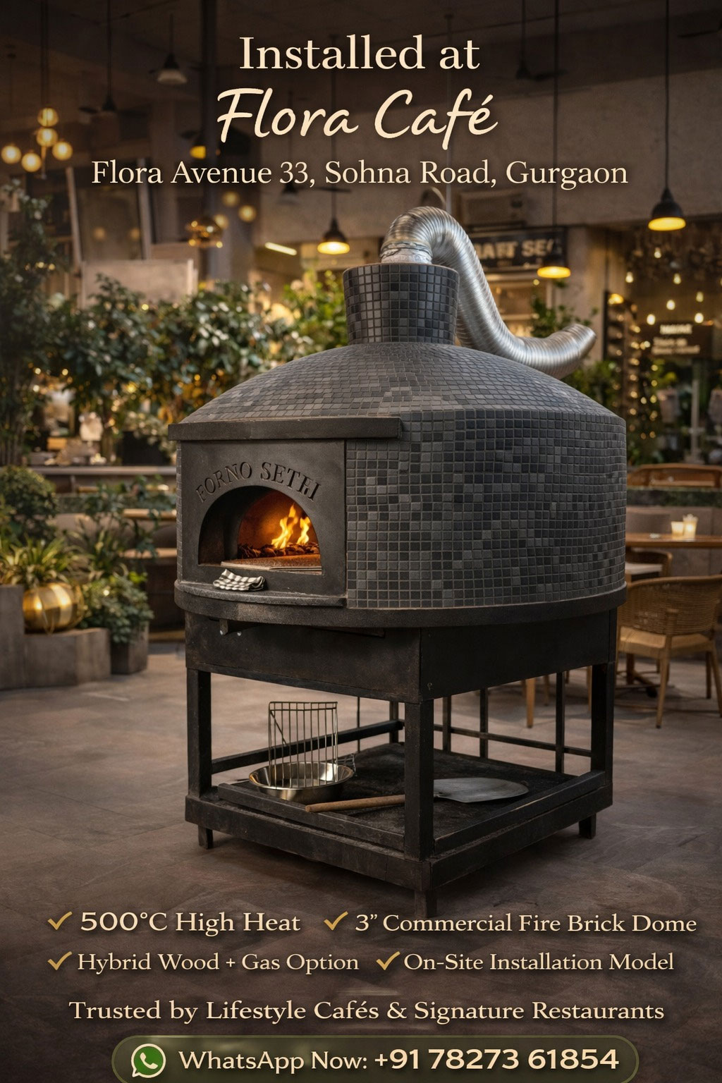 Premium brick oven installed at flore cafe in gurgaon