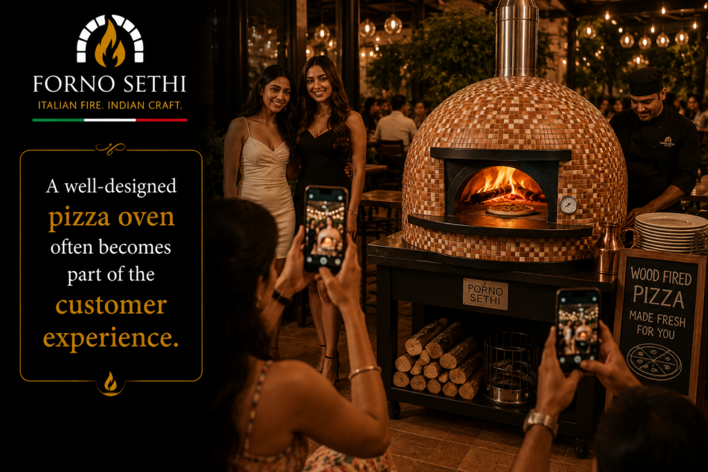 brick ovens with mosaic tiles finish becomes showpiece of cafe and restaurant